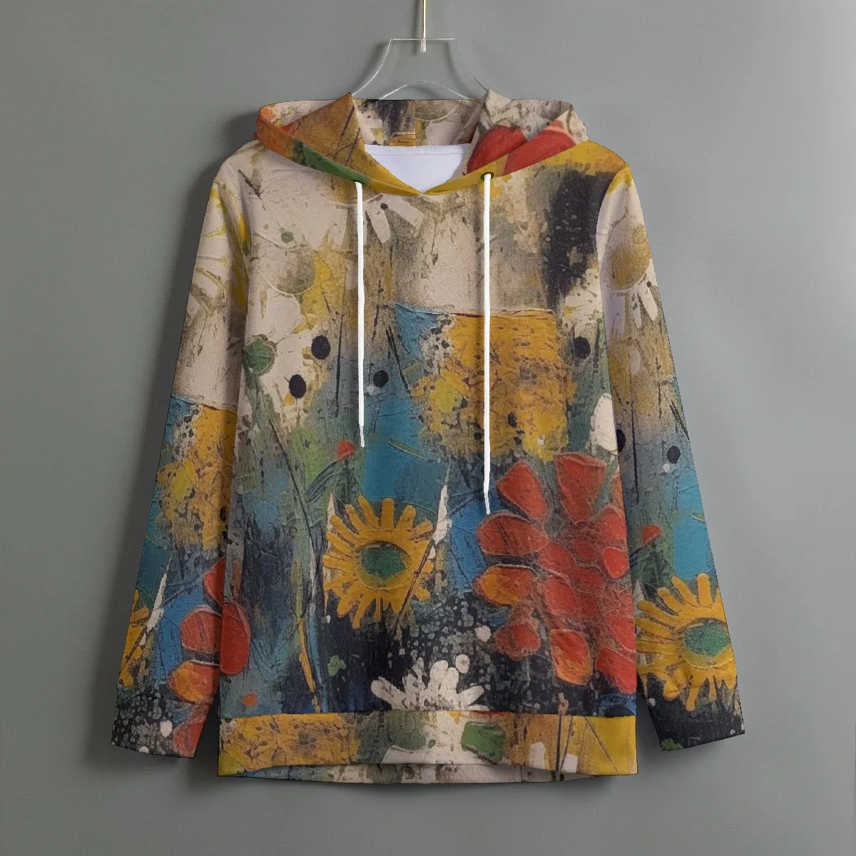 184. . All-Over Print Women's Pullover Hoodie With Drawstring flower print