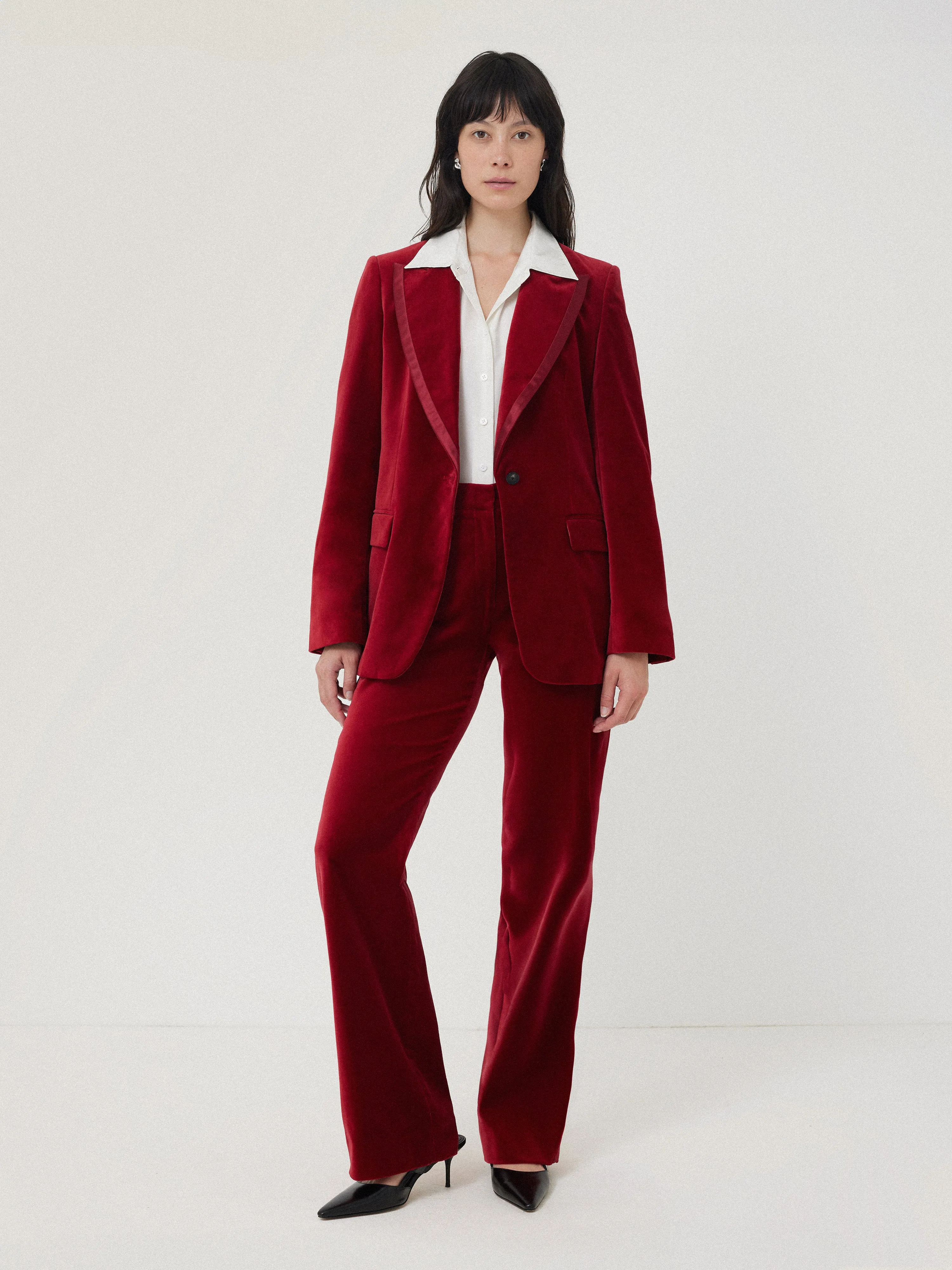 Ashby Velvet Blazer | Red