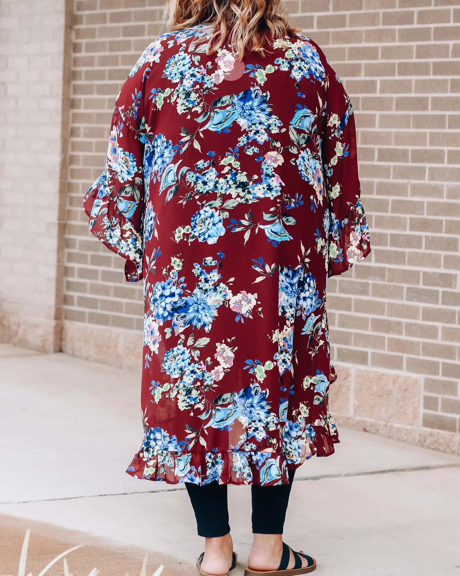 Bella Floral Duster Kimono | Burgundy / Light Blue