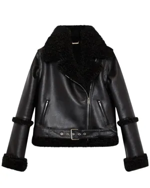 Black Charleston Sherpa Moto Jacket