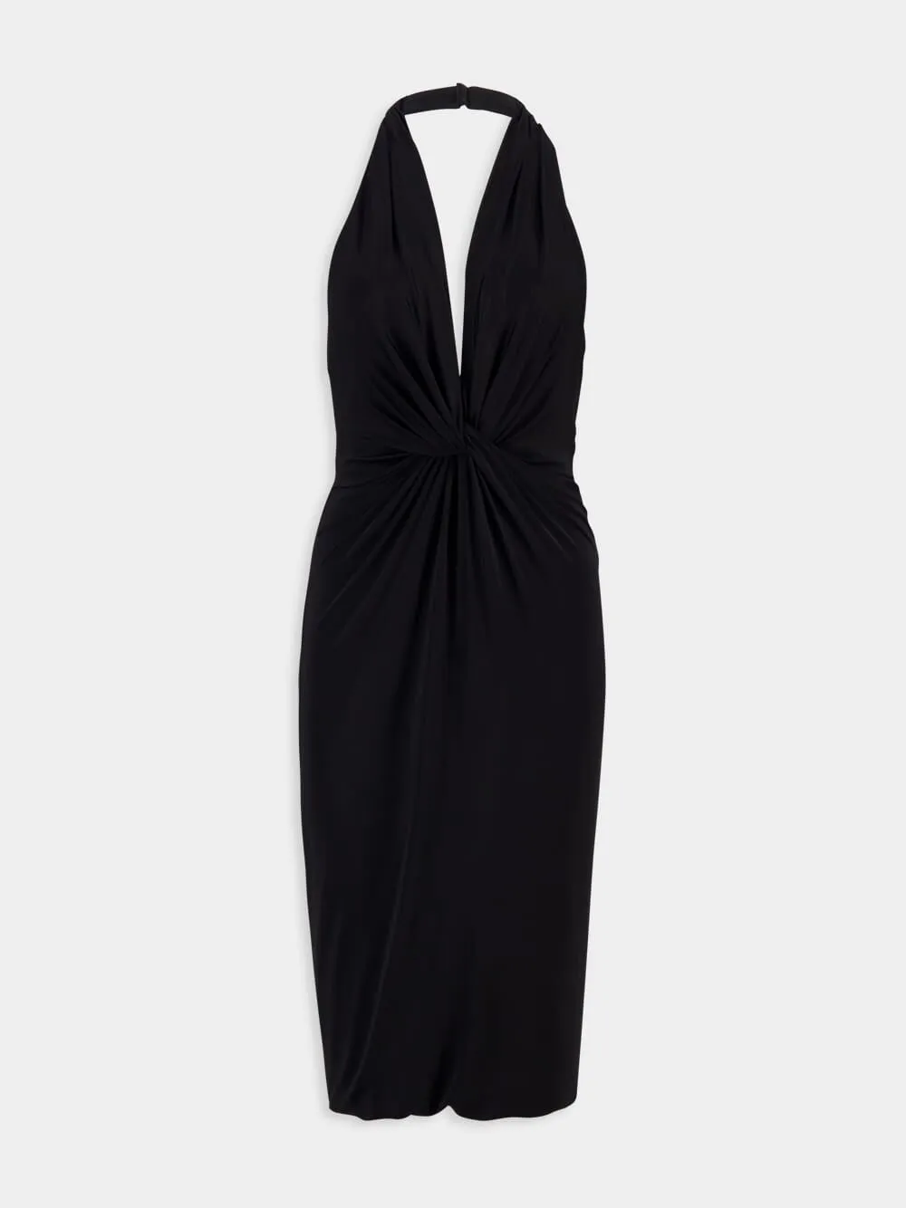 Black Halterneck Midi Dress