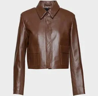 Bleeker Minimalist Leather Jacket Powder