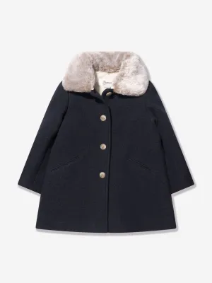 Bonpoint Girls Temaggie Wool Coat in Navy