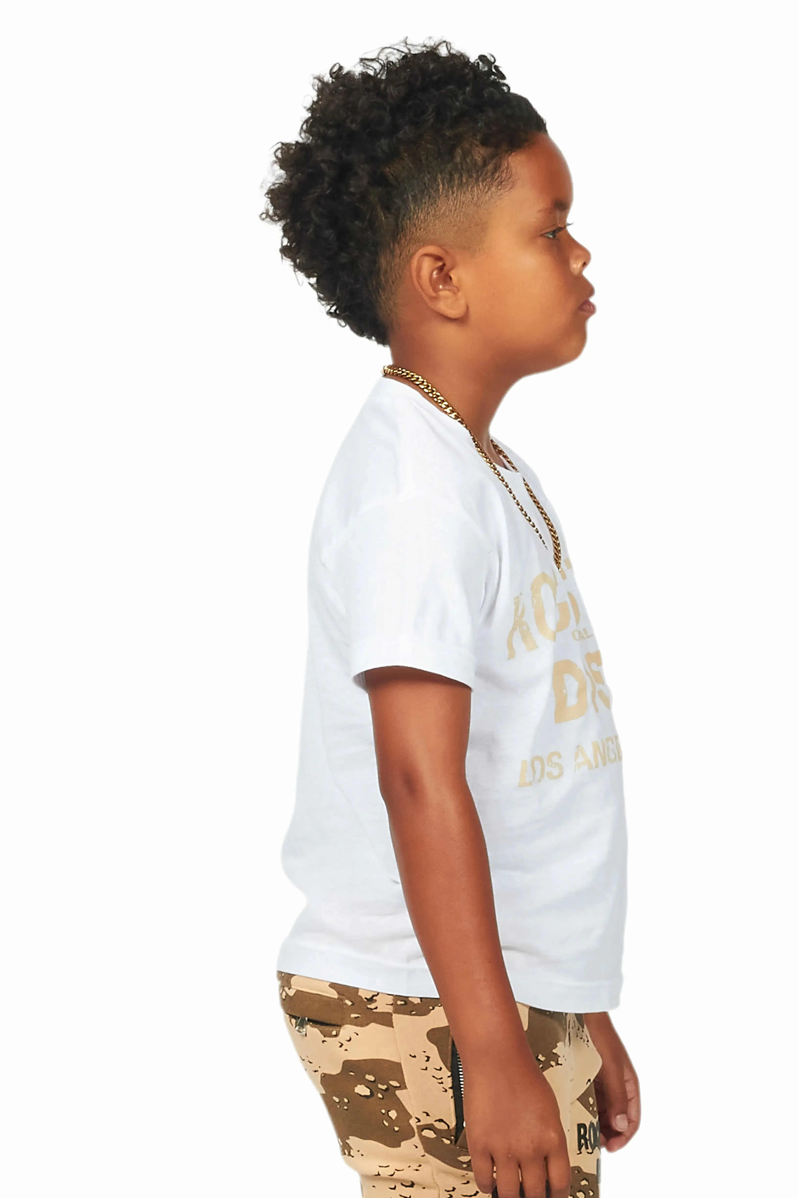 Boys Koen White/Beige Graphic T-Shirt