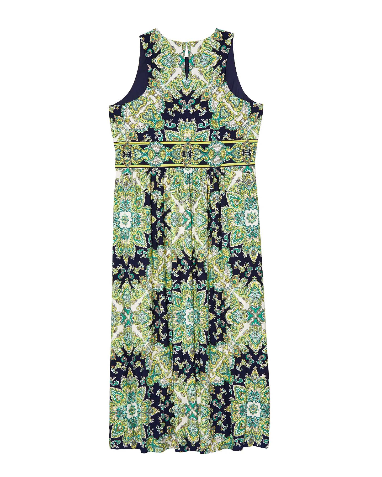 Calista Pleated Neck Maxi Dress | Olive Green / Navy