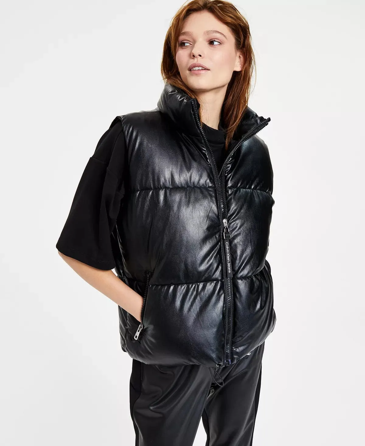 CALVIN KLEIN - Faux-Leather Puffer Vest