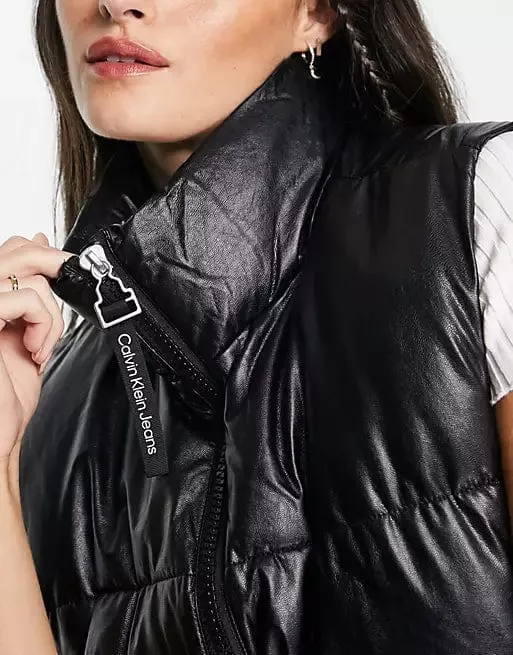 CALVIN KLEIN - Faux-Leather Puffer Vest