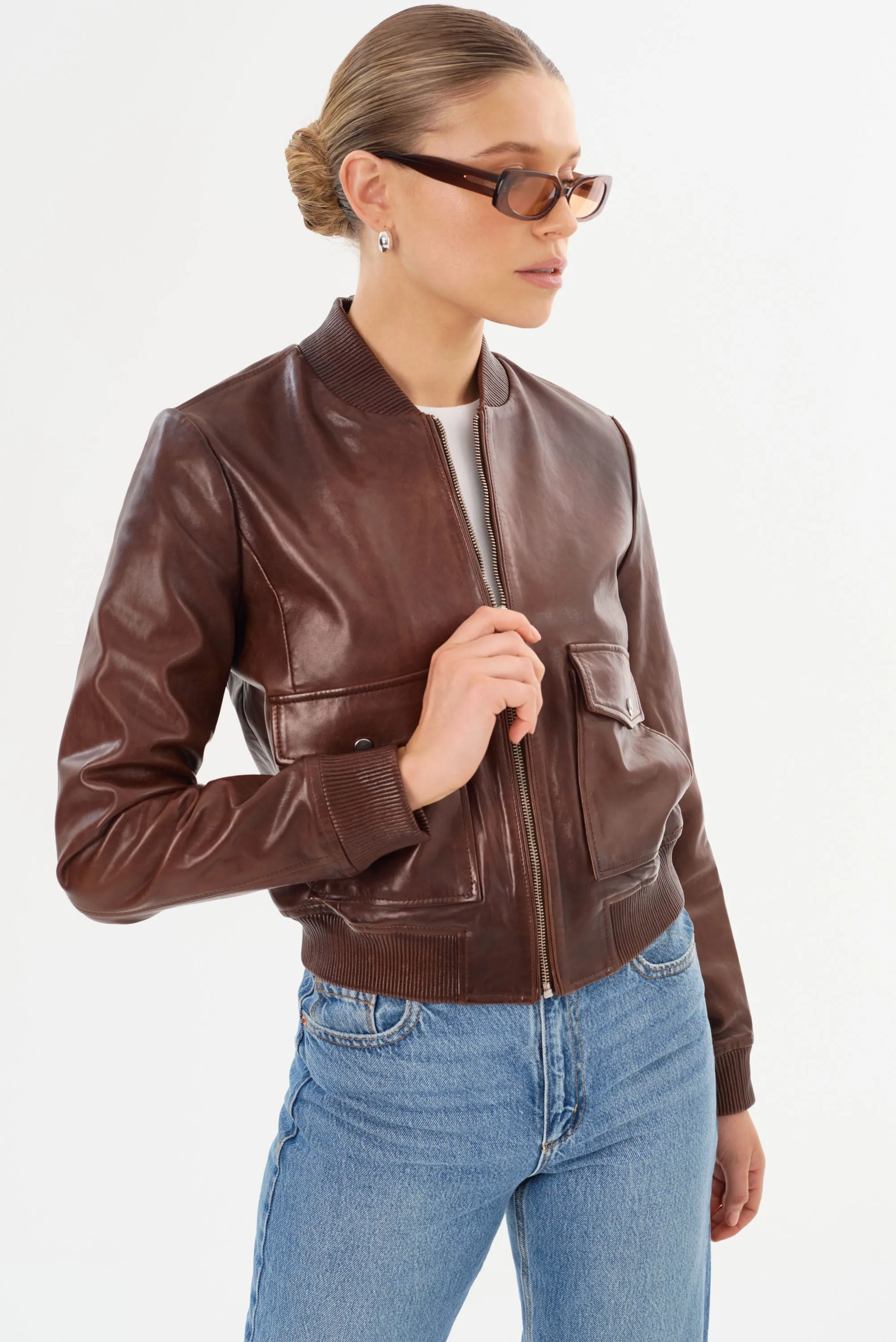 CANDACE | Leather Bomber Jacket