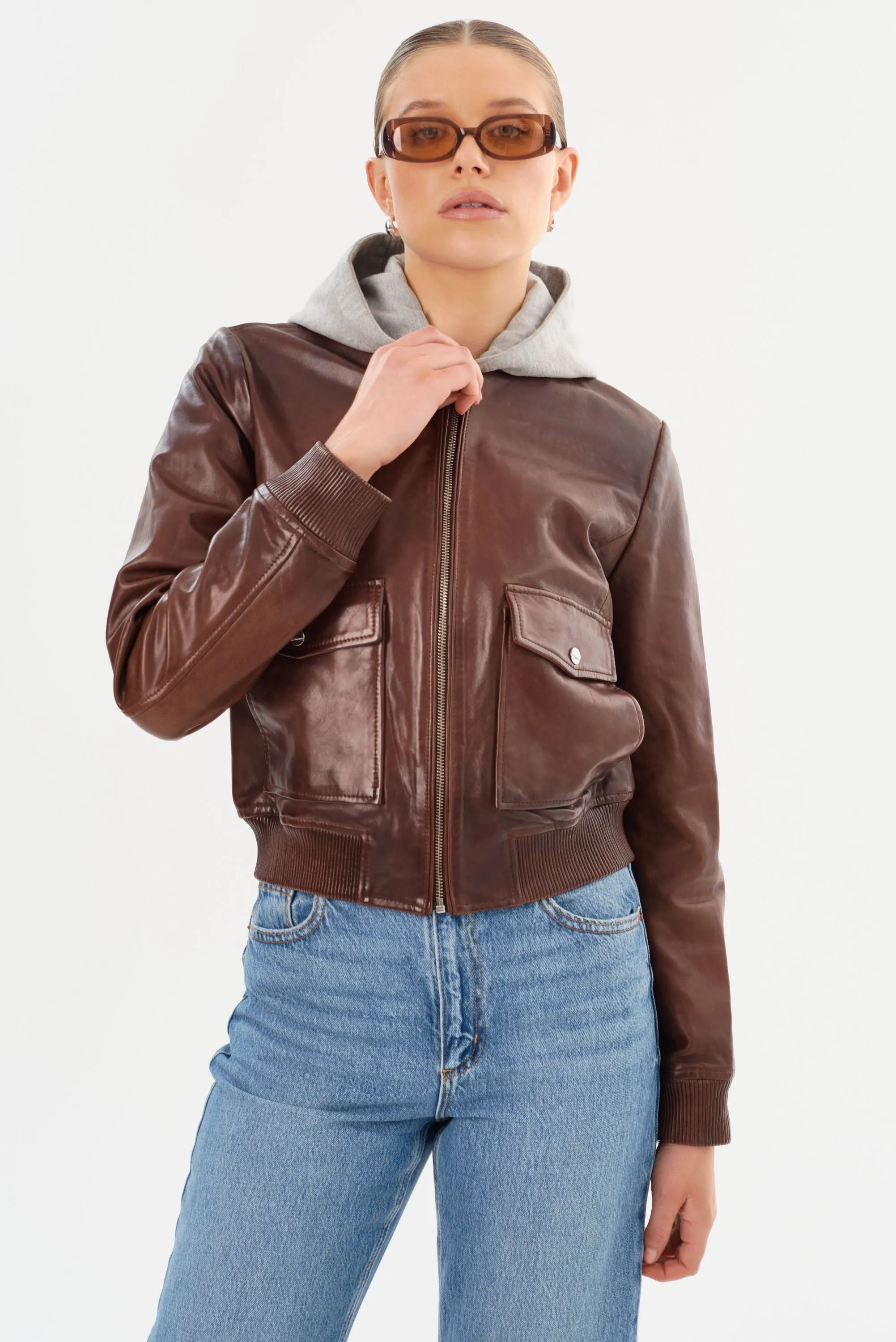 CANDACE | Leather Bomber Jacket