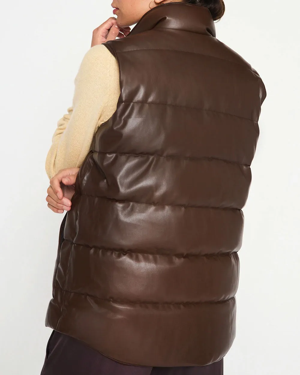 Carob Anders Vegan Leather Down Vest