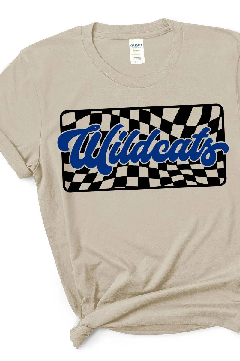 Checkered Wildcats Royal Sleeve Relaxed Fit T-Shirt