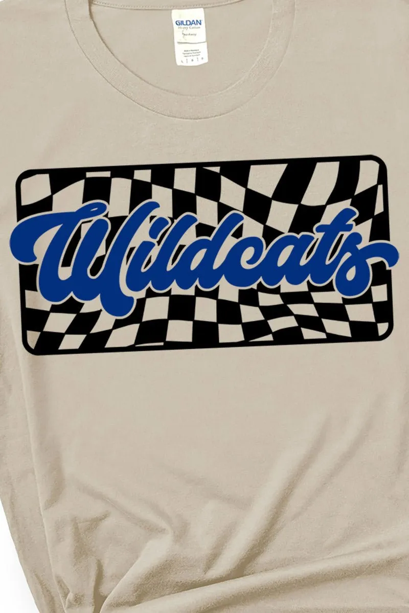 Checkered Wildcats Royal Sleeve Relaxed Fit T-Shirt