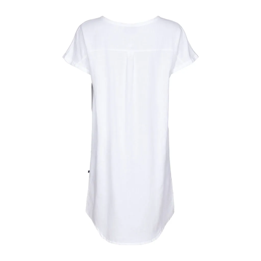 Columbine Cotton Linen Tunic Dress - White