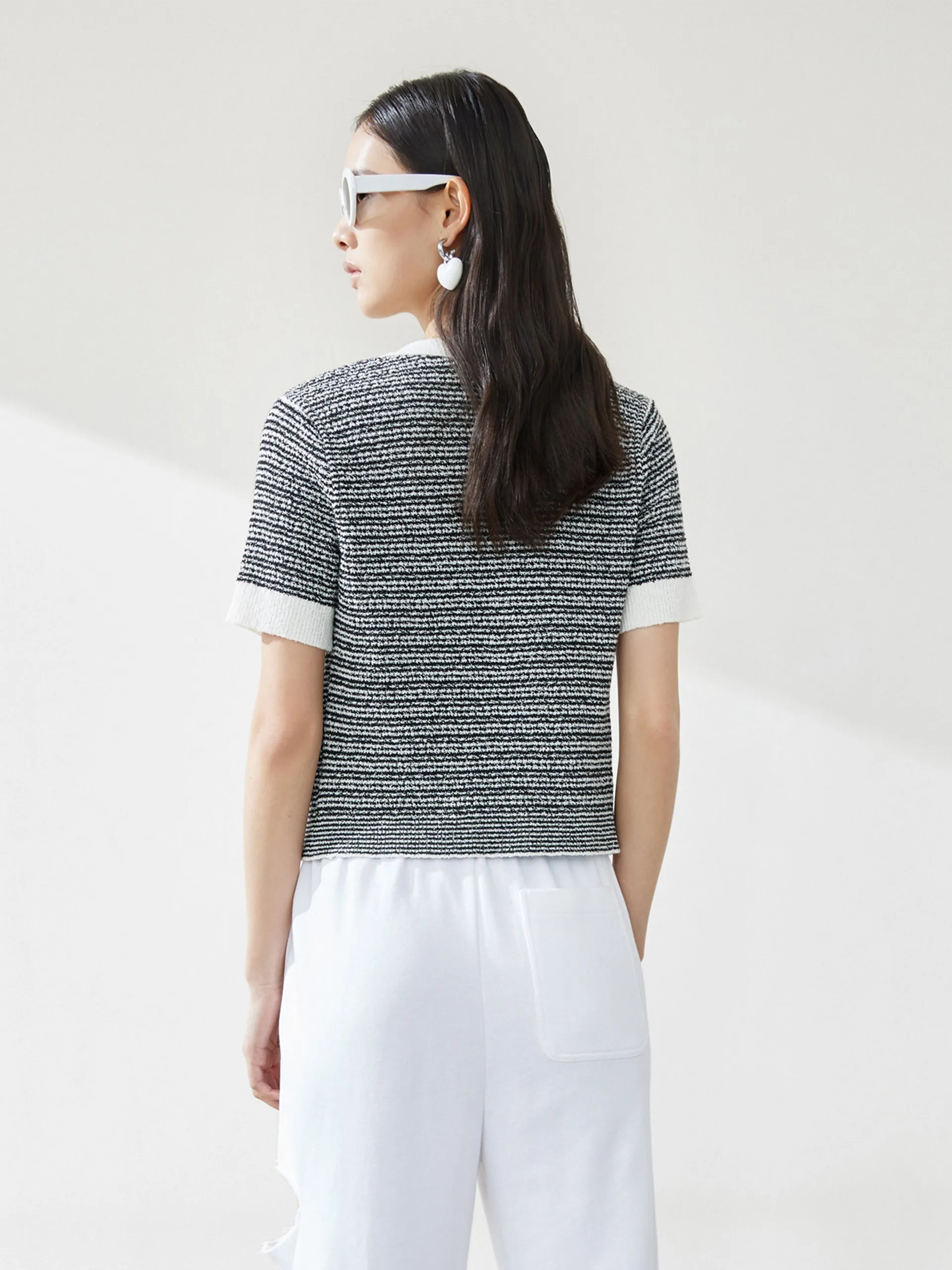 Contrast Knitted Short Cardigan