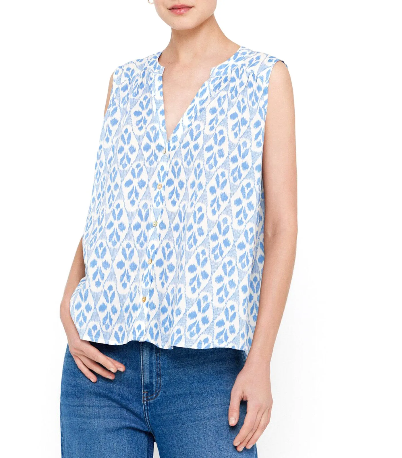 Cotton Printed Shirt Blue