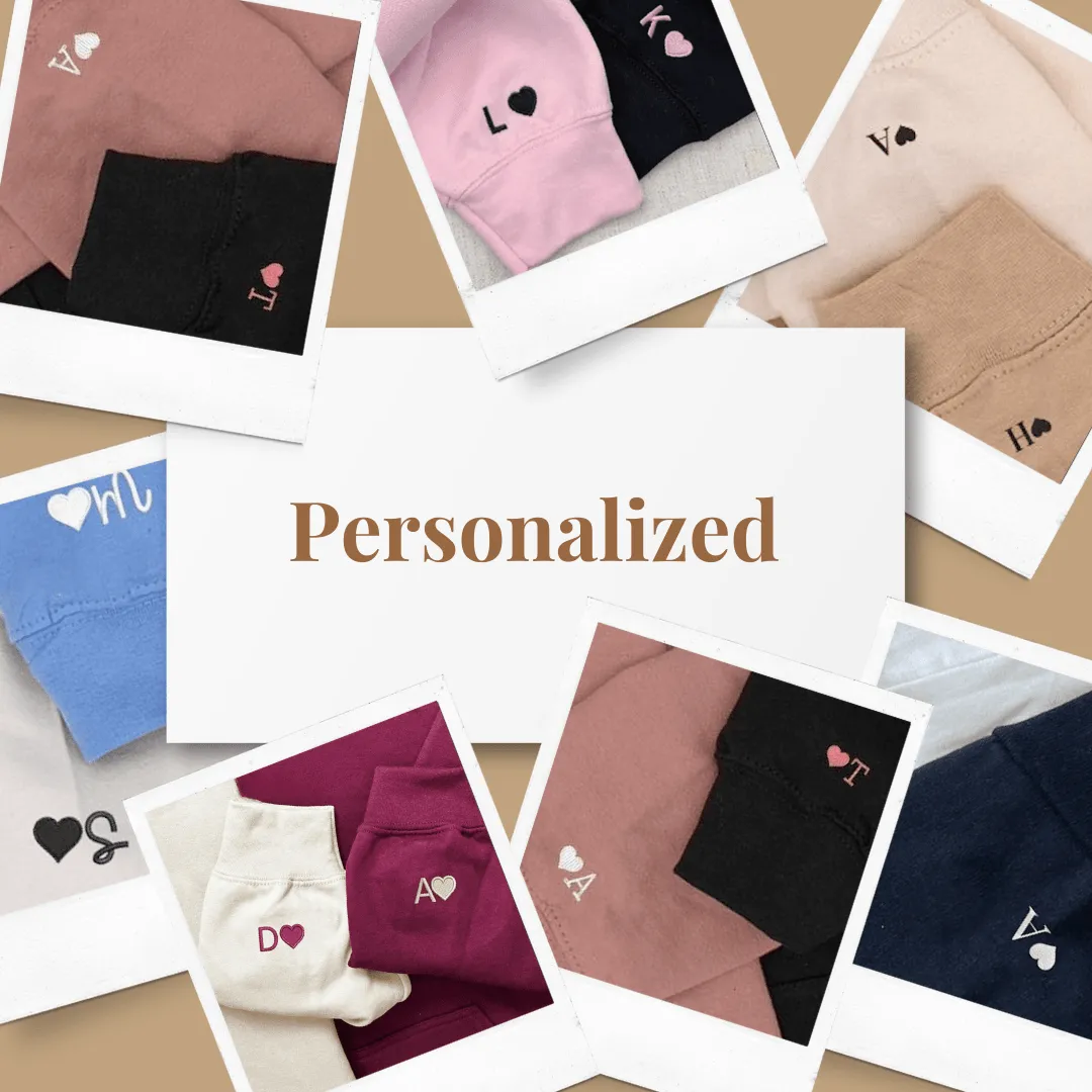 Custom Embroidered Princess & Prince Couple Sweatshirts - Personalized Matching Hoodies For Couples