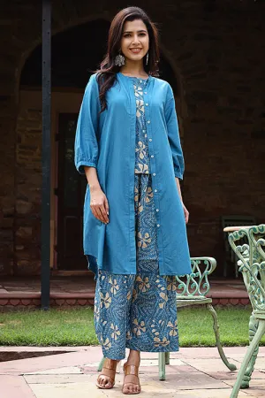 Dharan "Raag Smock Tunic" Blue Block Printed Tunic