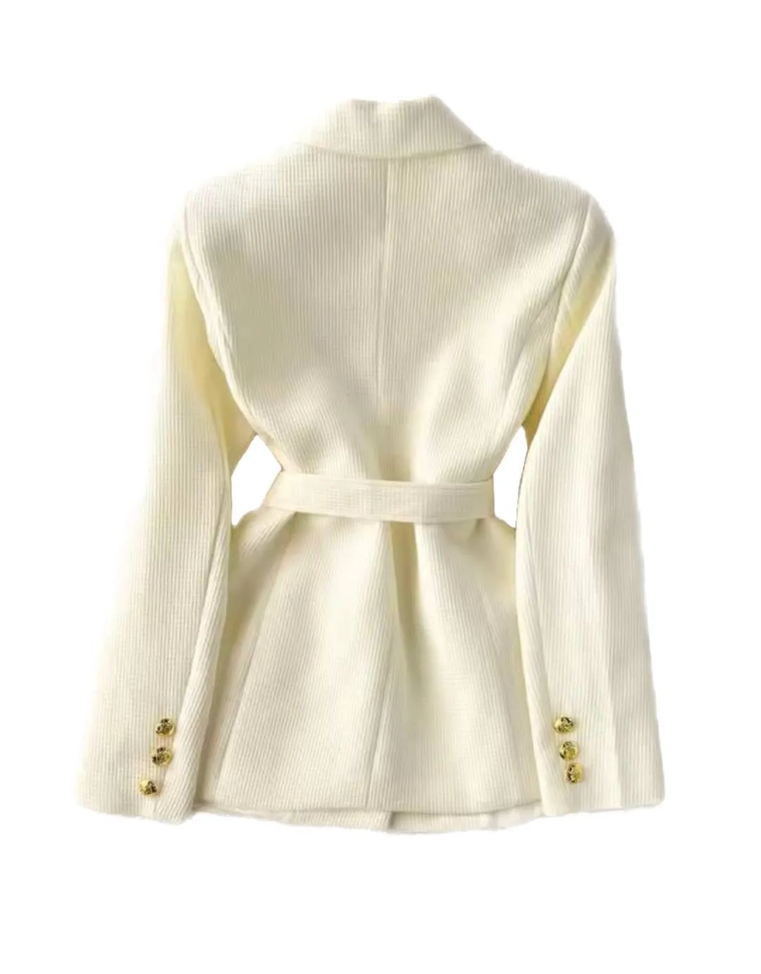 Double Breasted Gold Buttoned Blazer Coat