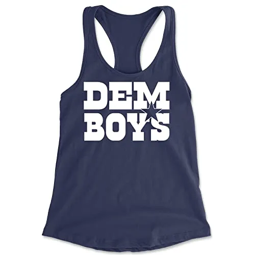 Expression Tees Racerback Dem Boys Dallas X-Large Navy Blue Ladies Tank Top