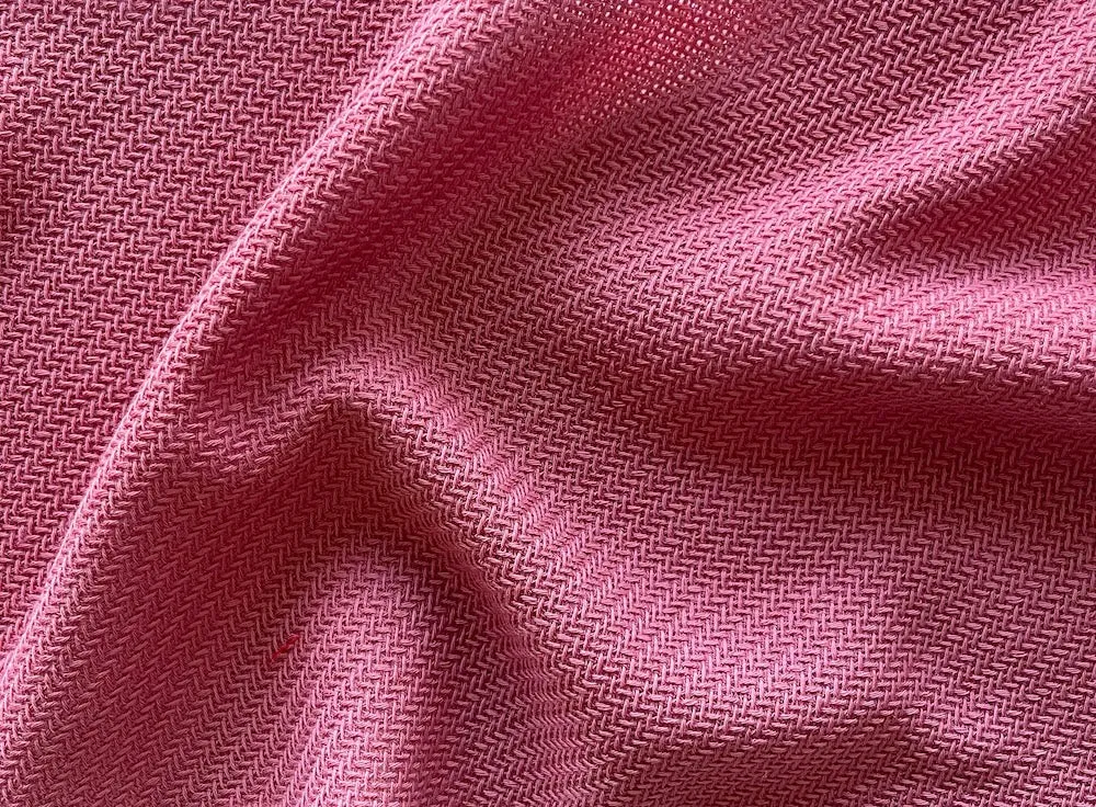 Flamingo Pink Mock Herringbone Wool Basket-Weave