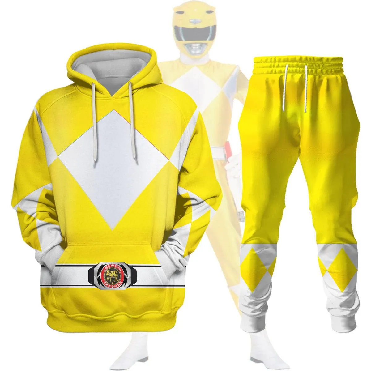 Gearhomie Unisex Tracksuit Hoodies Yellow Power Ranger 3D Costumes