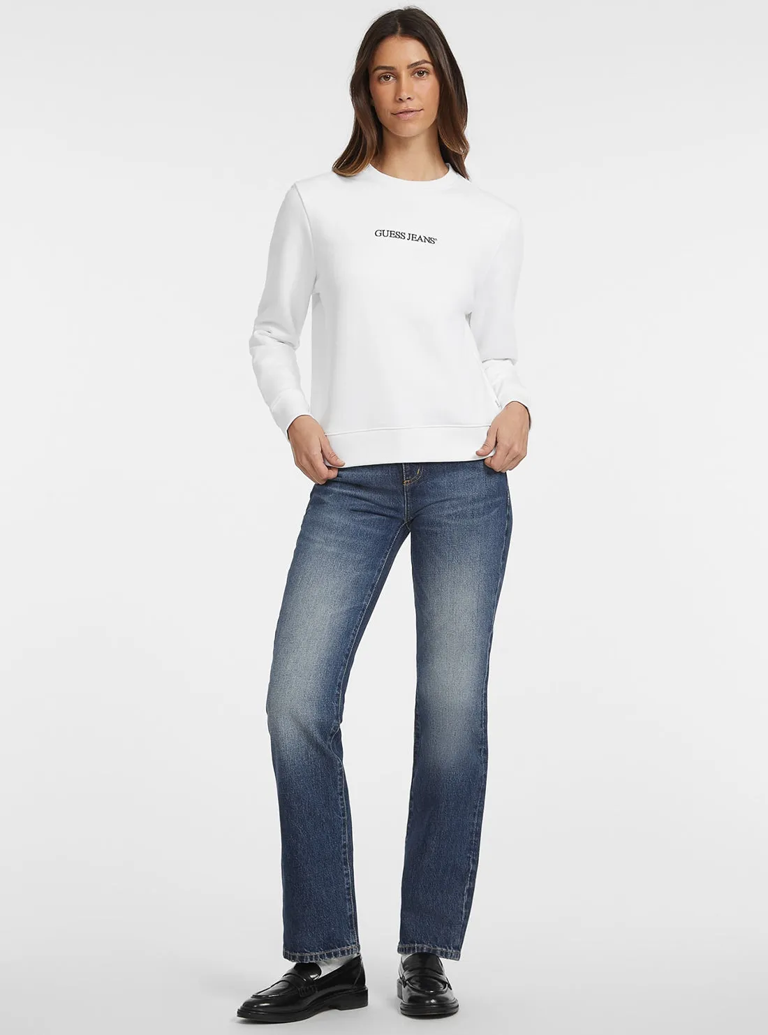 Guess Jeans White Logo Jumper