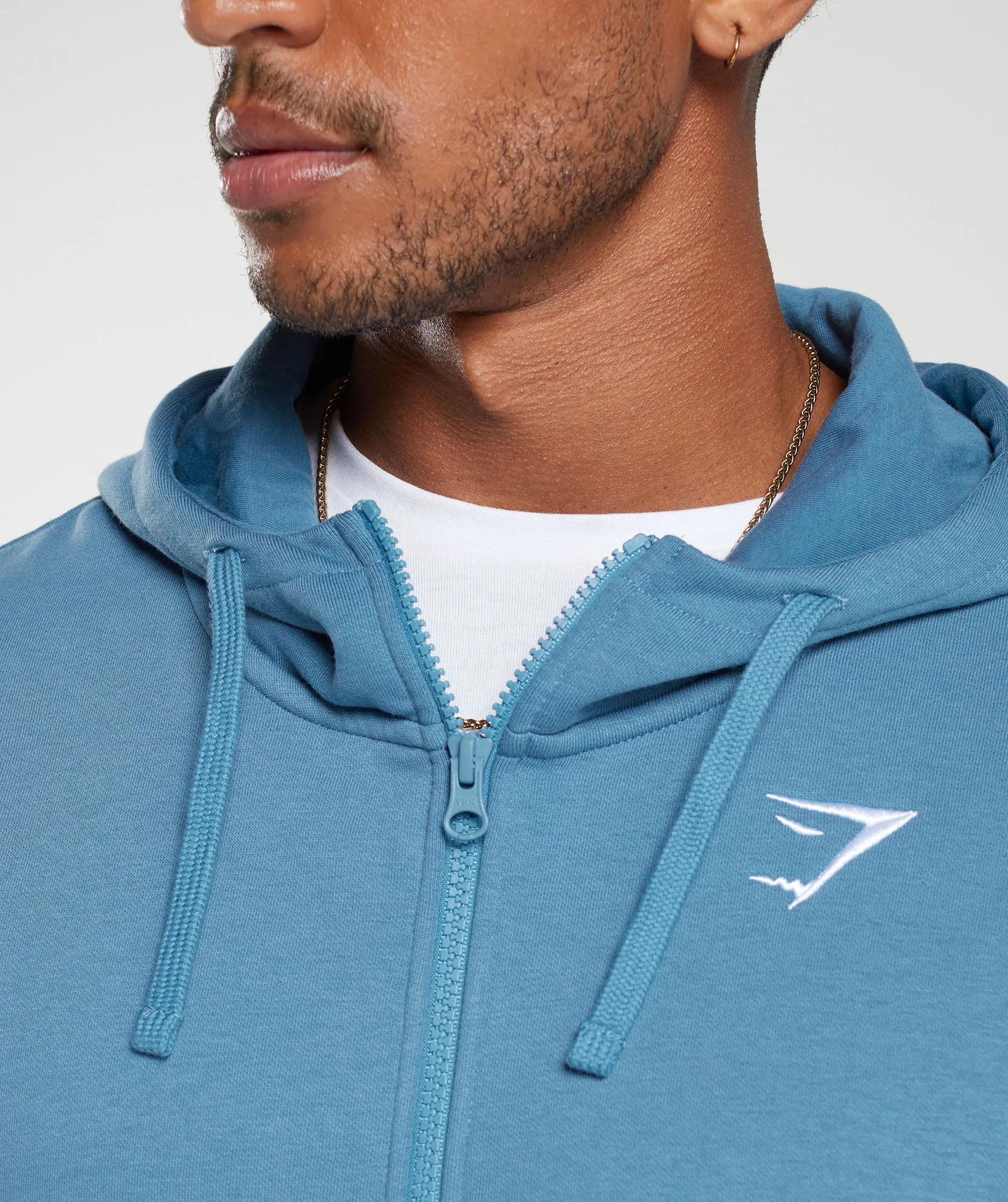 Gymshark Crest Oversized Zip Up Hoodie - Denim Blue