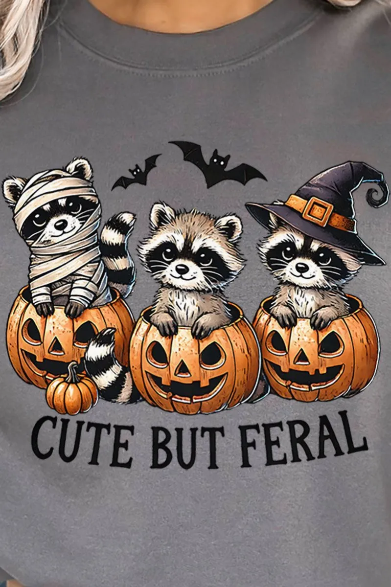 Halloween Cute But Feral Heavy-weight Crew Sweatshirt