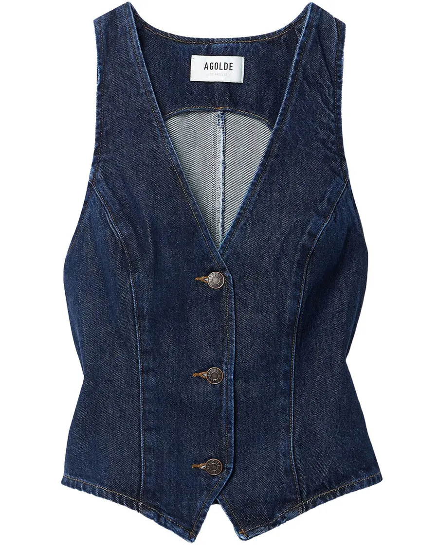 Heller Denim Vest in Polished