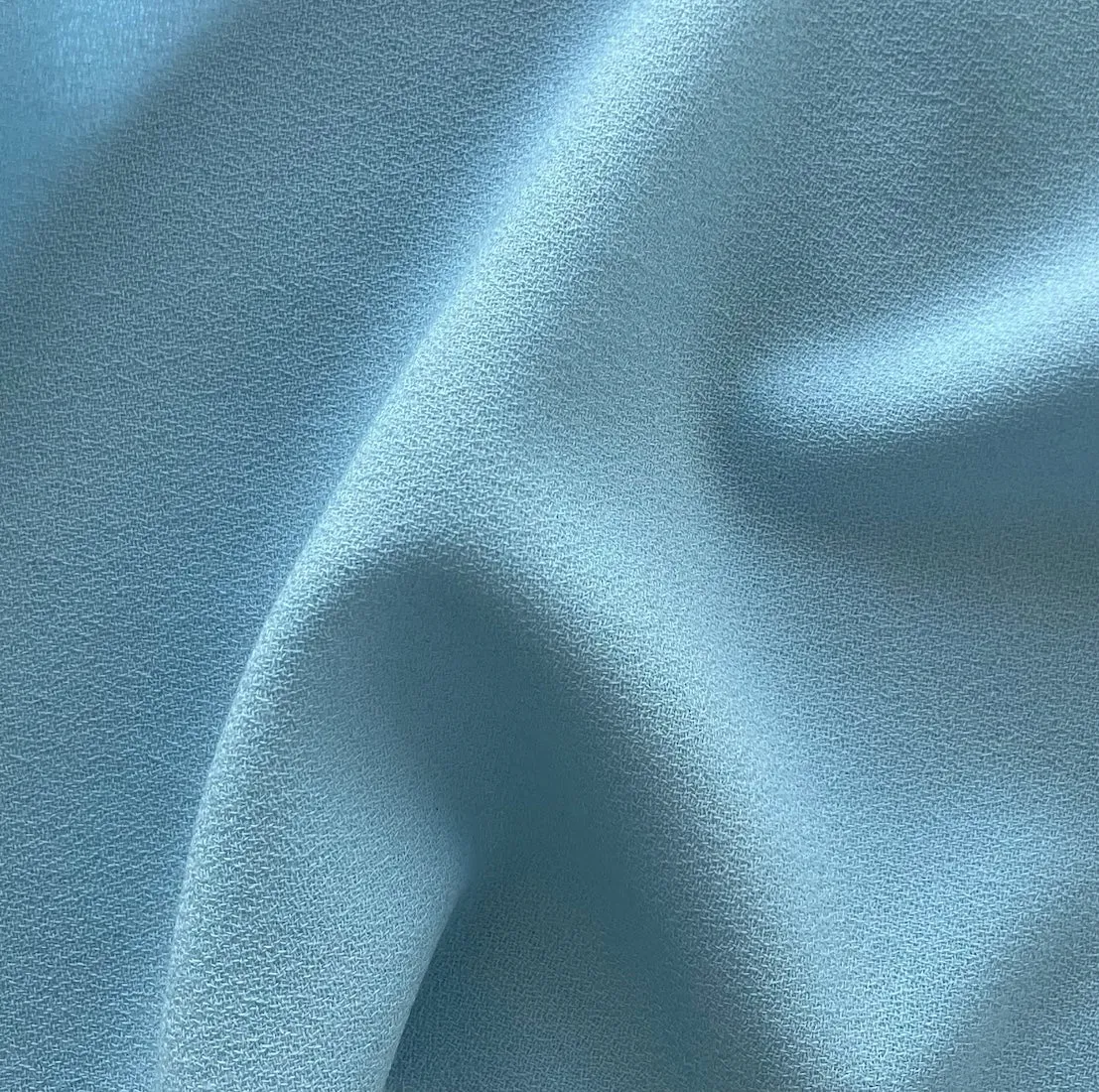 High-End April Sky Blue Selvedged Wool Crepe (Made in Italy)