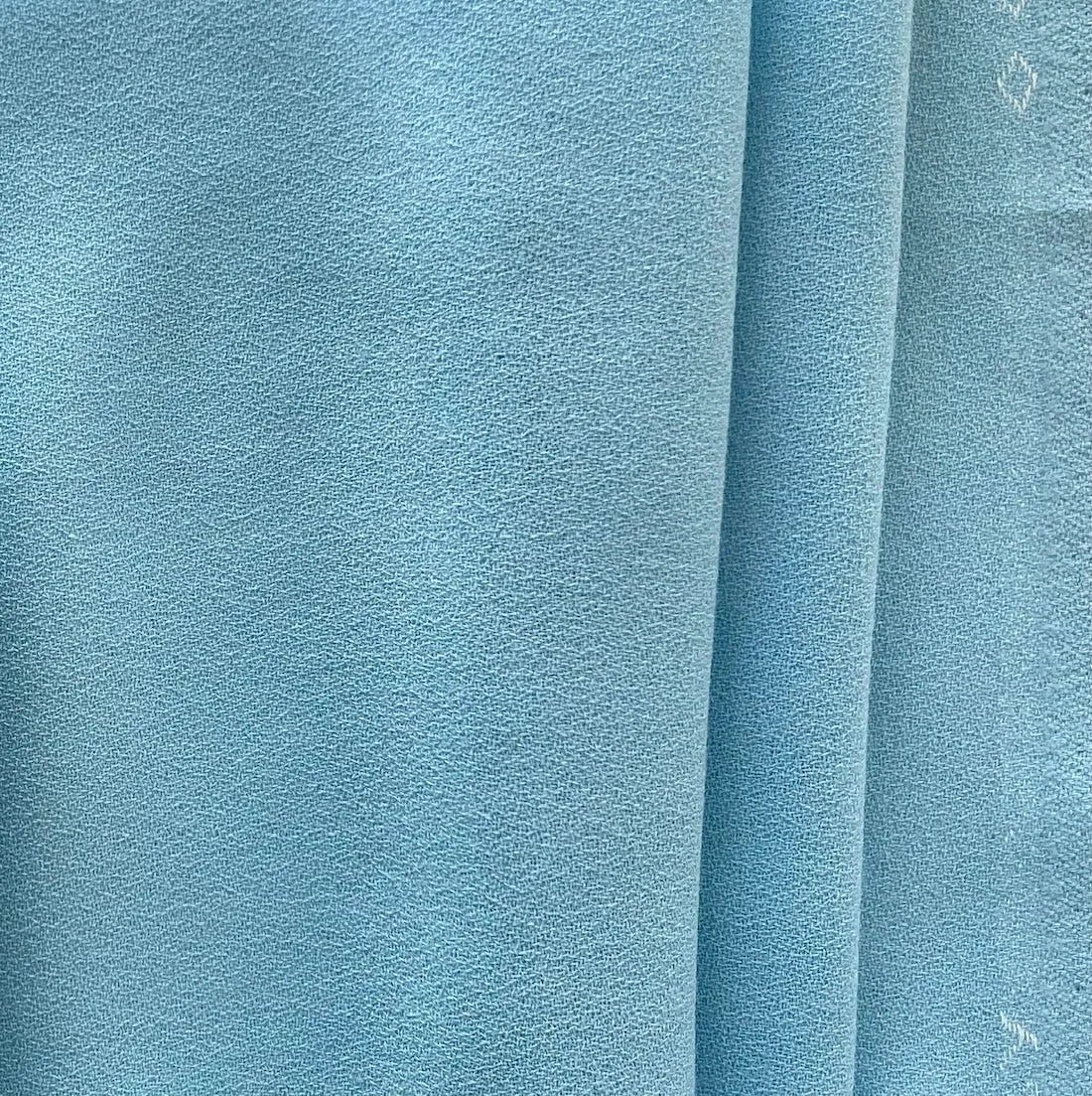 High-End April Sky Blue Selvedged Wool Crepe (Made in Italy)