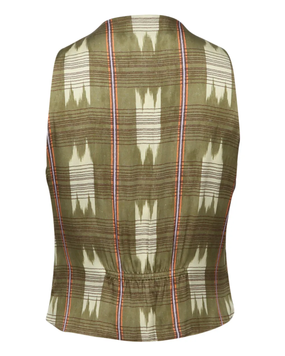 Ikat Plaid Printed Paillettes Vest