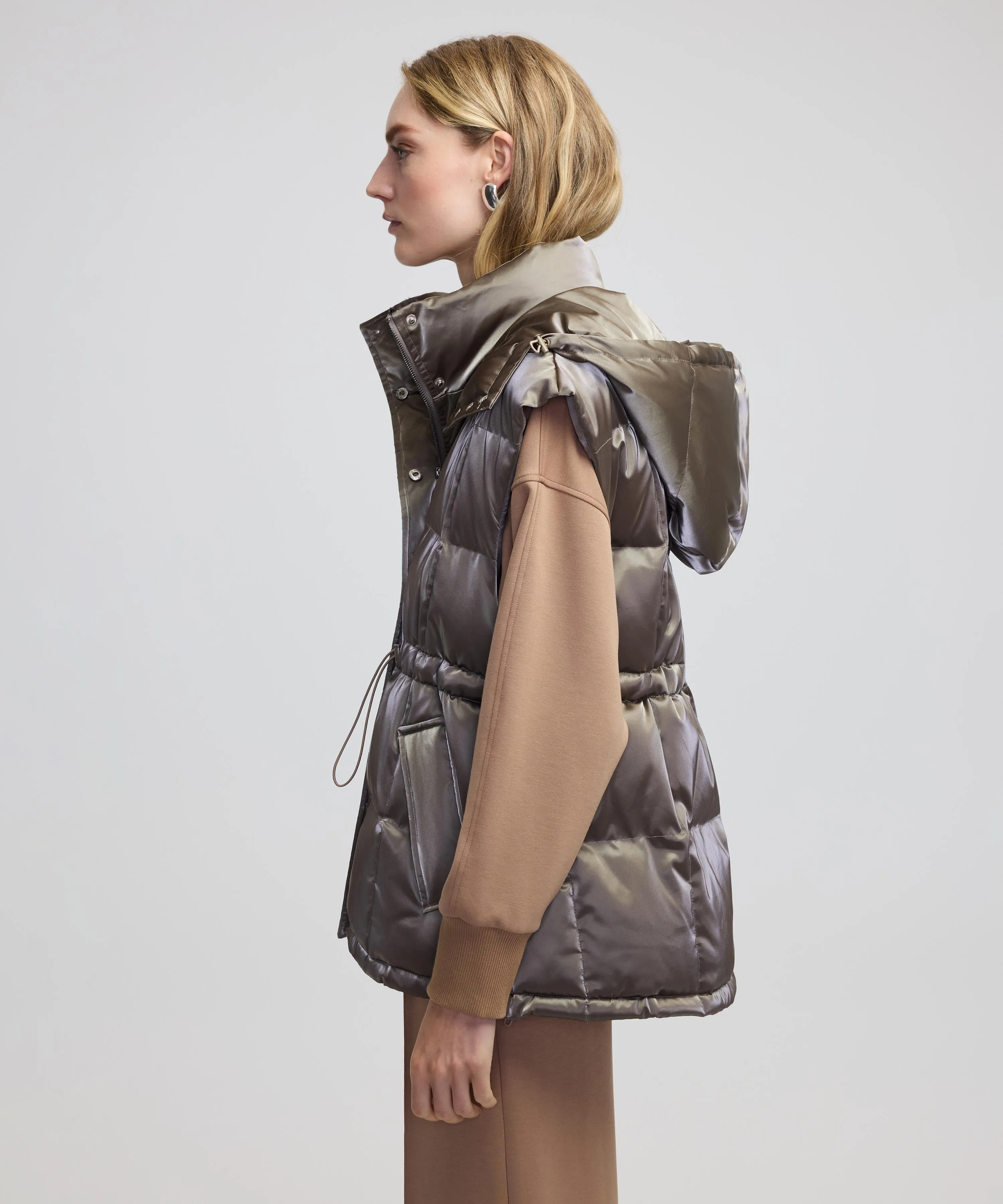 Ipekyol Shiny Textured Puffer Vest Mink