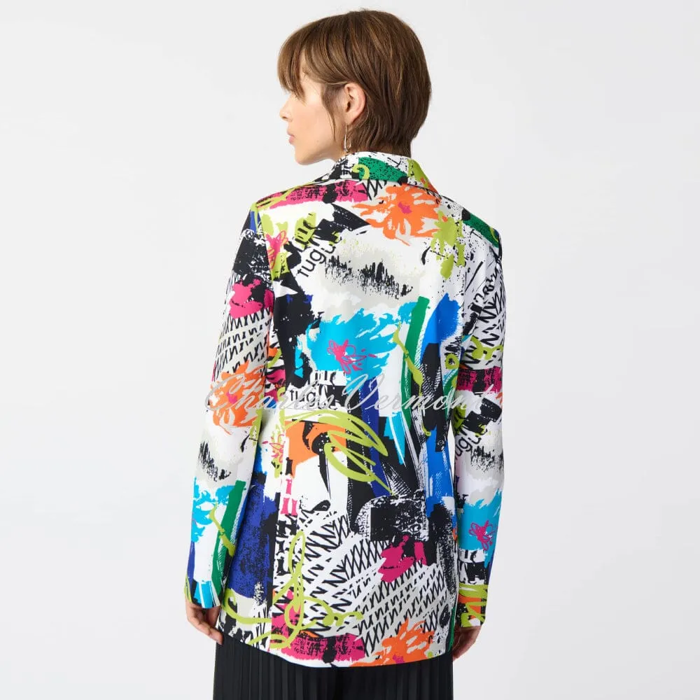 Joseph Ribkoff Abstract Print Longline Blazer Jacket - Style 241302