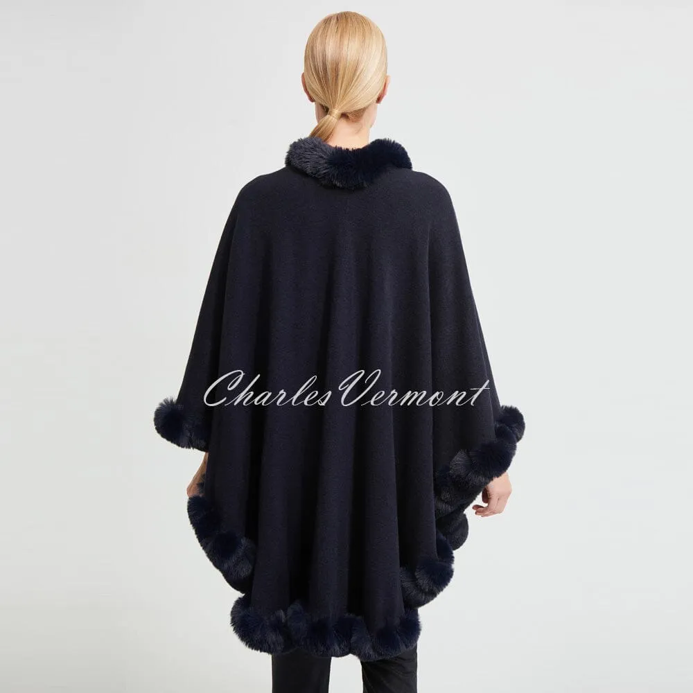 Joseph Ribkoff Faux Fur Poncho – Style 213906 (Midnight Blue)