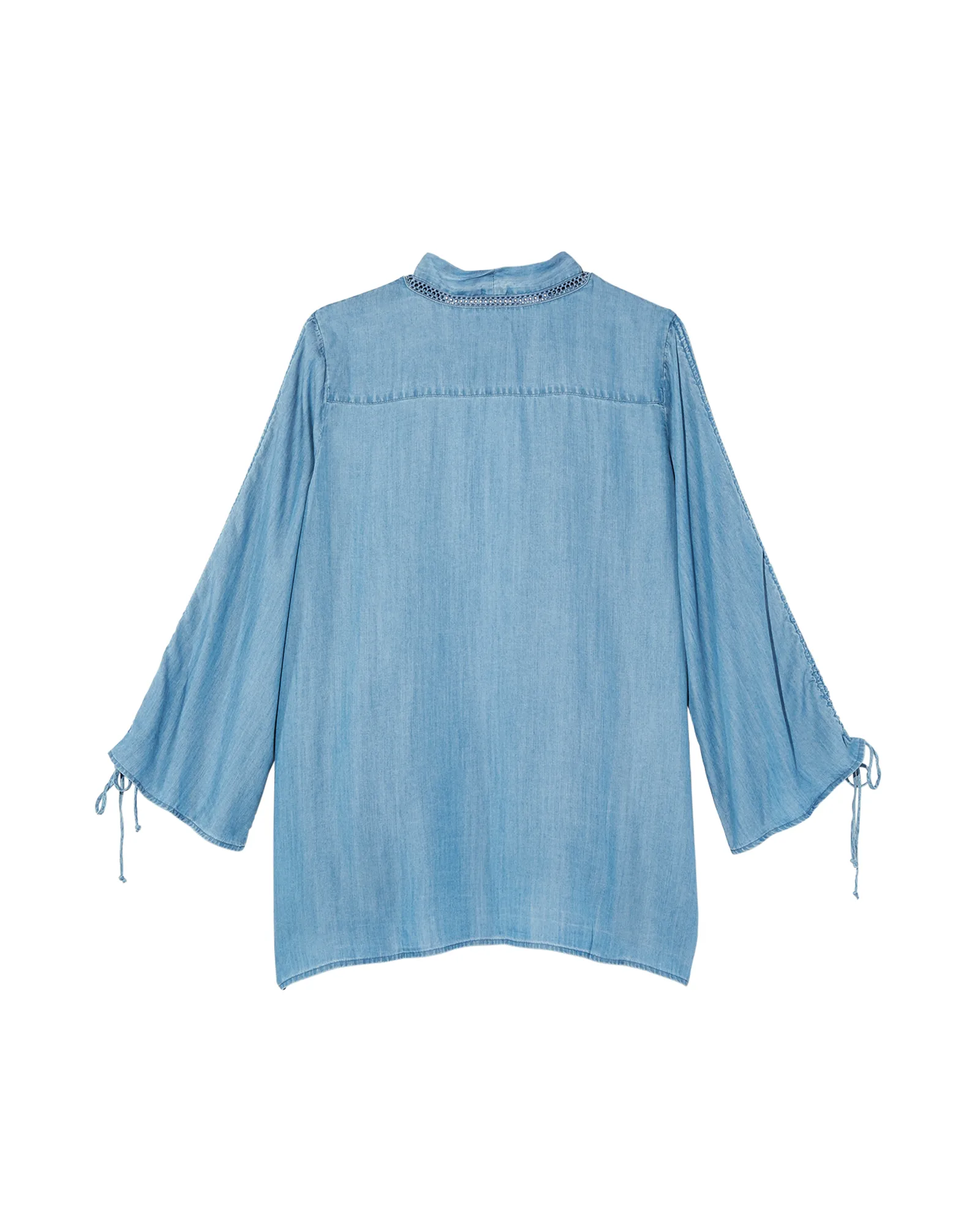 Kyla Ruched Sleeve Embroidered Kimono | Light Blue