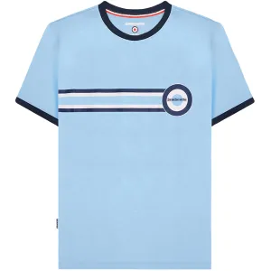 Lambretta Mens Target Stripe Crew Neck Ringer T-Shirt - Sky Blue