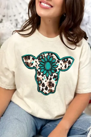 Leopard Concho Cow Short Sleeve Relaxed Fit T-Shirt