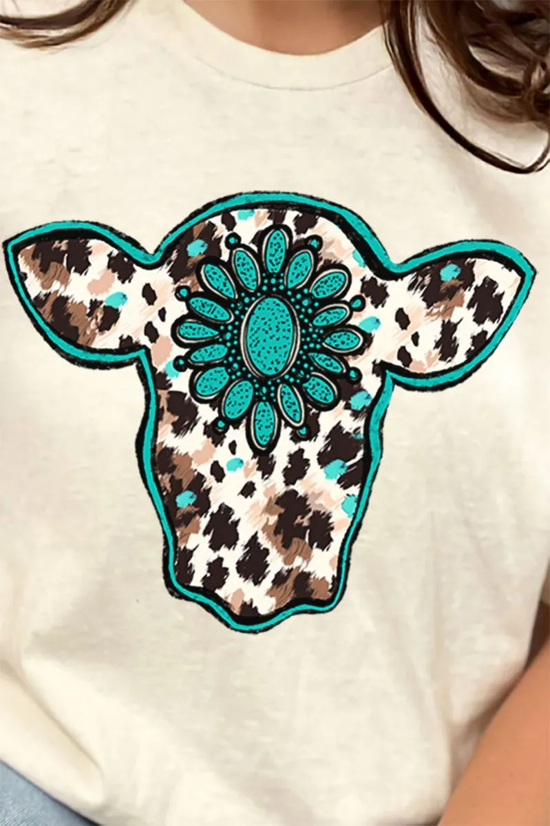 Leopard Concho Cow Short Sleeve Relaxed Fit T-Shirt