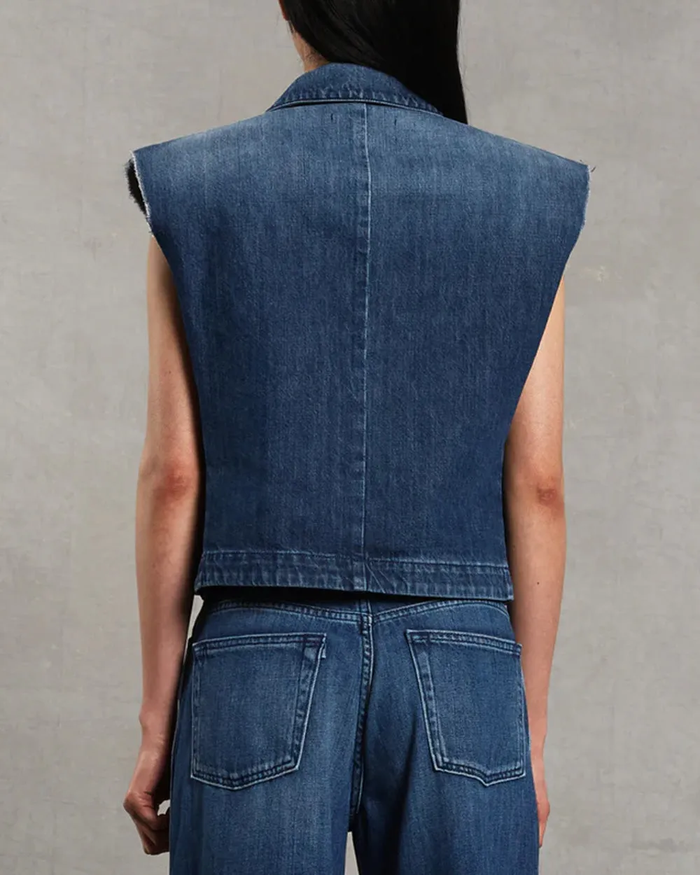 Mary Denim Vest in Bright Night