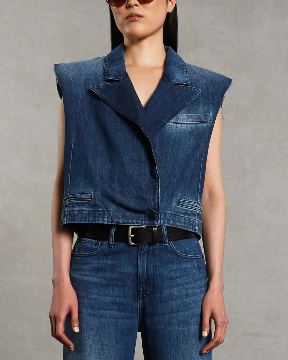 Mary Denim Vest in Bright Night