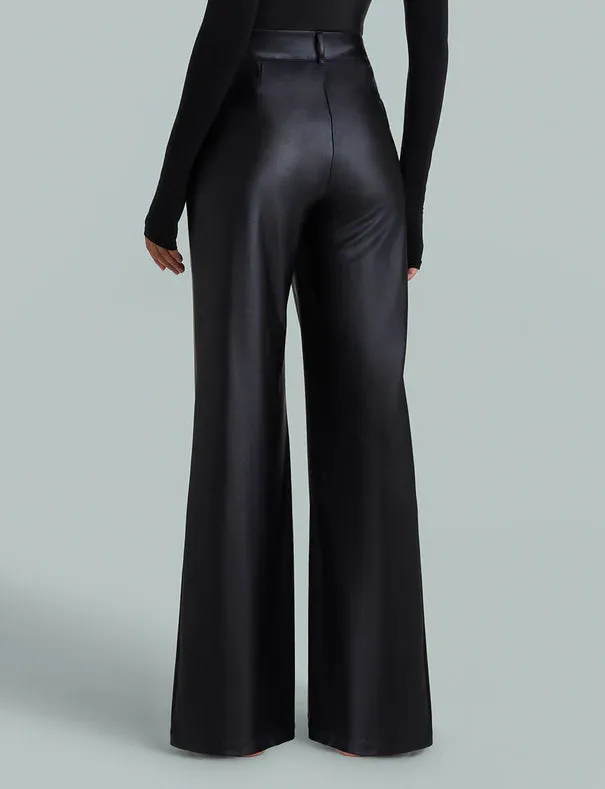 MATTE METALLIC WIDE LEG TROUSER