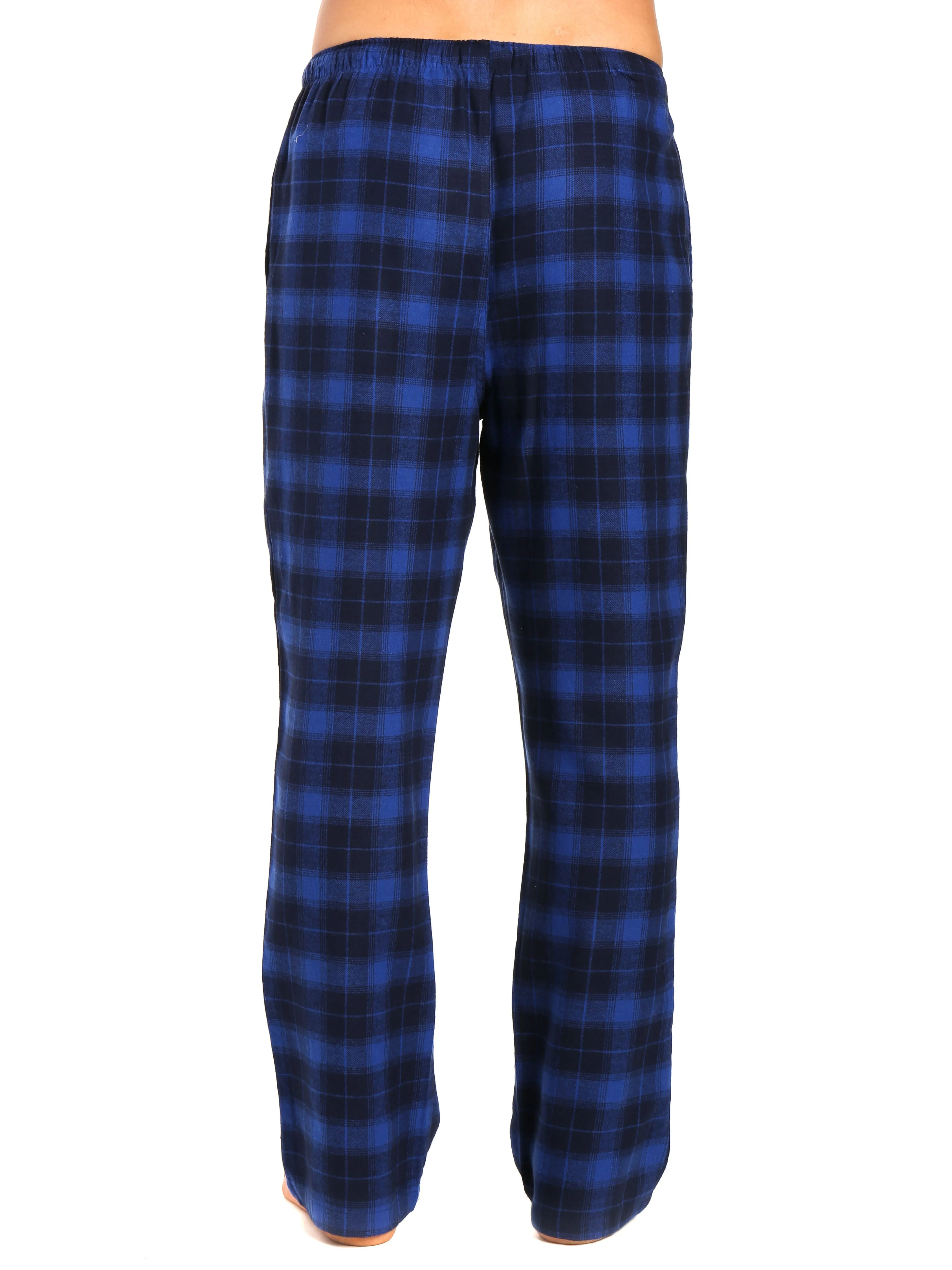 Men's 100% Cotton Flannel Lounge Pants - Plaid Blue-Navy