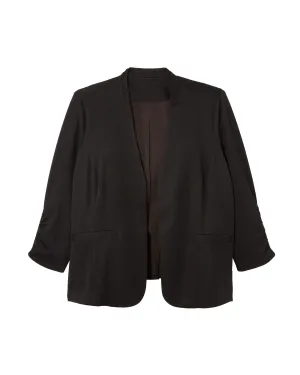 Meredith Ruched Sleeve Blazer | Black