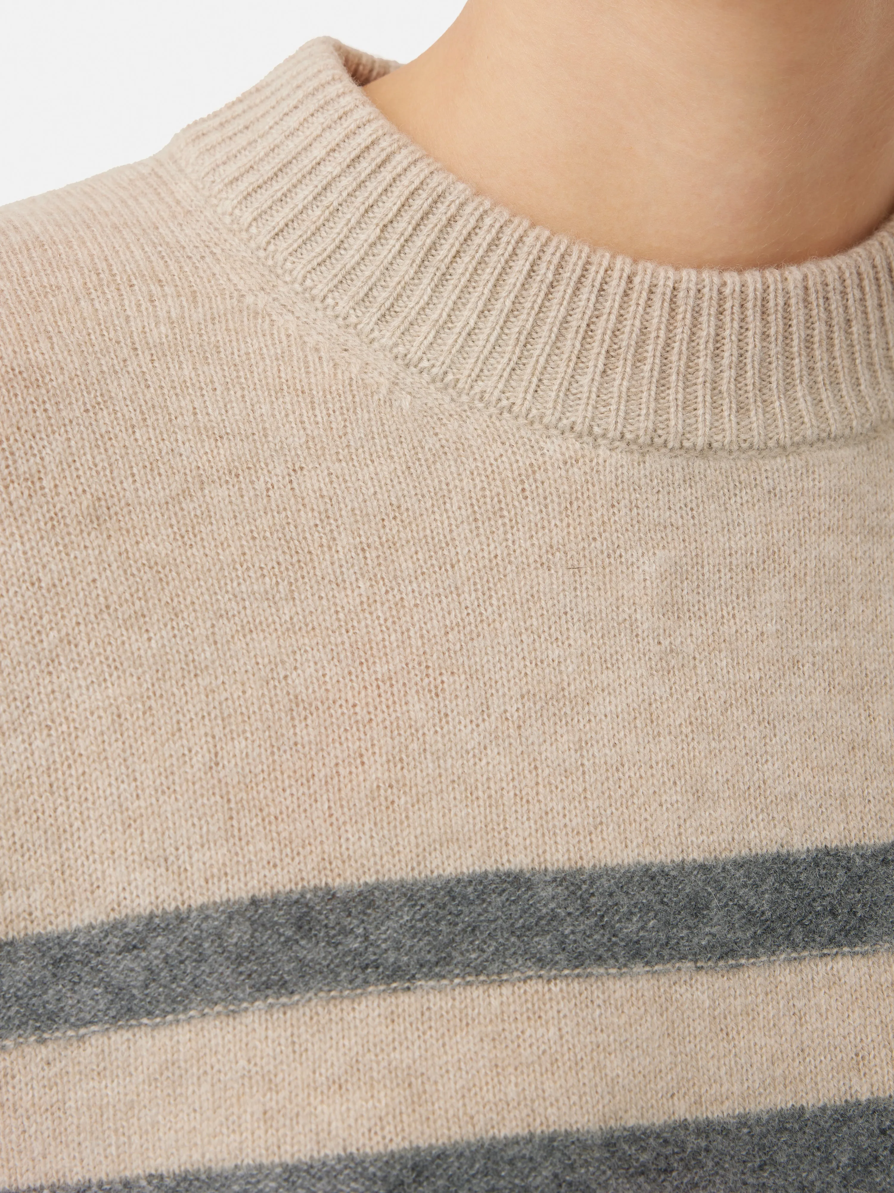 Merino Cashmere Stripe Jumper | Neutral