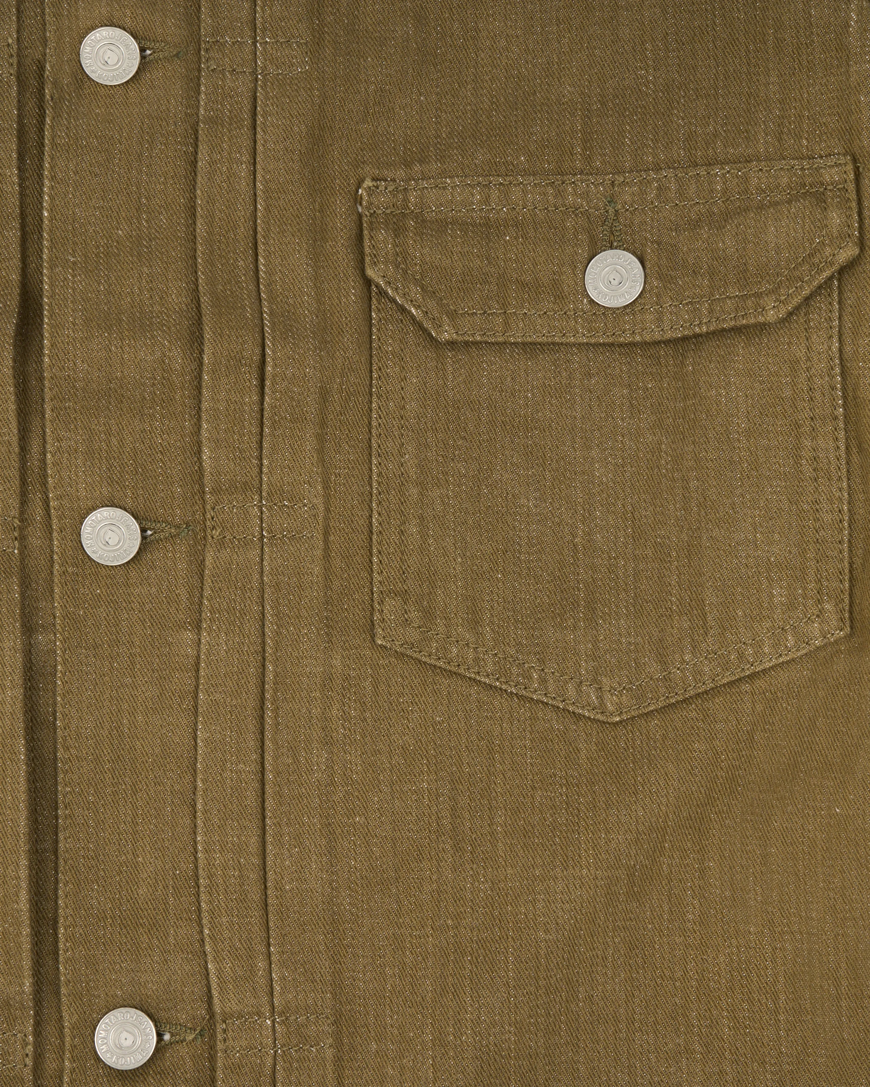 Momotaro Jeans MXGJ1003 10.5oz Green Selvedge Denim Jacket - Olive