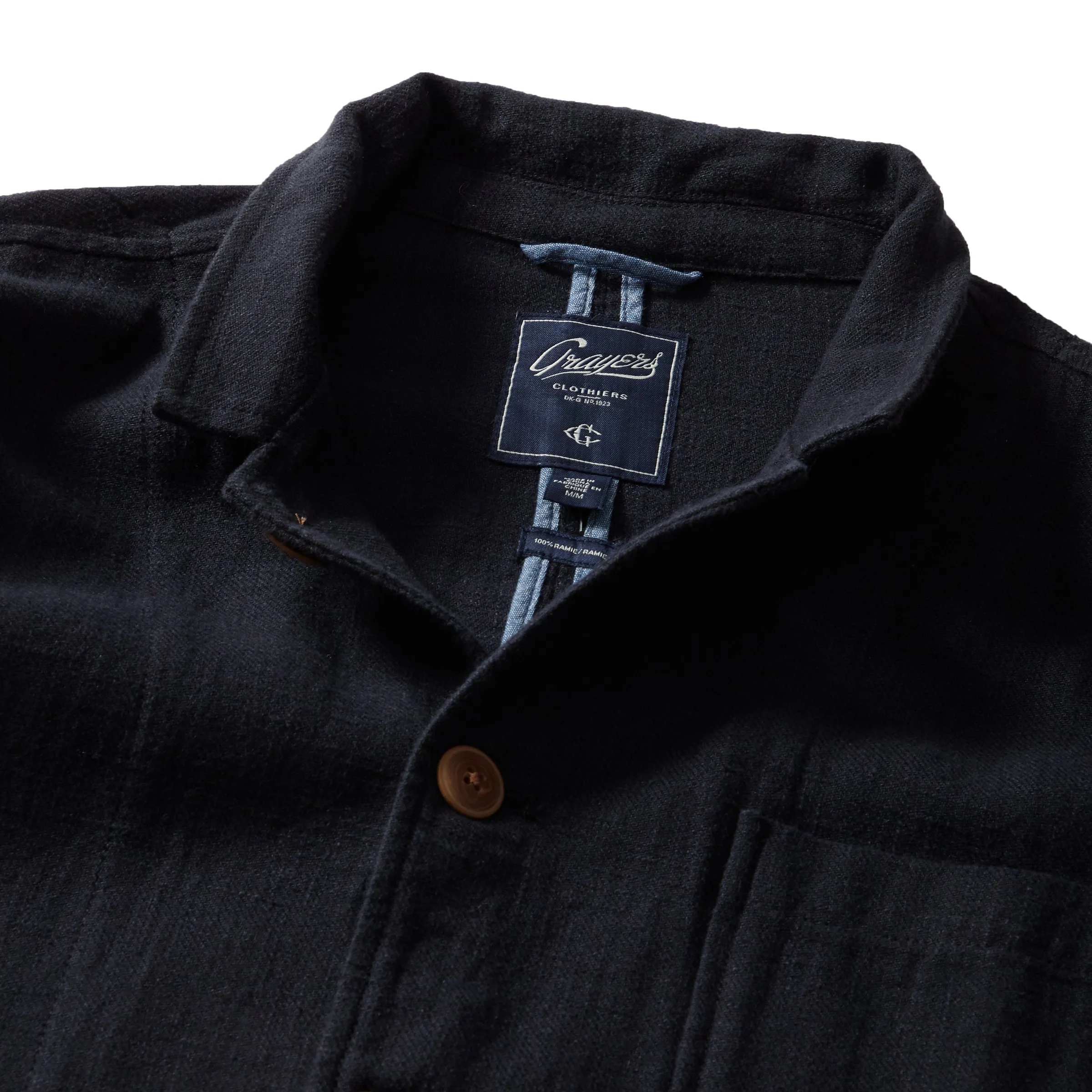 Nelson Ramie Stand Up Collar Jacket - Navy