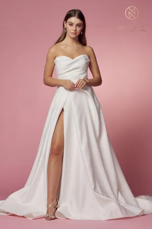 NOX ANABEL JW938 Strapless Minimalist Slit Wedding Gown