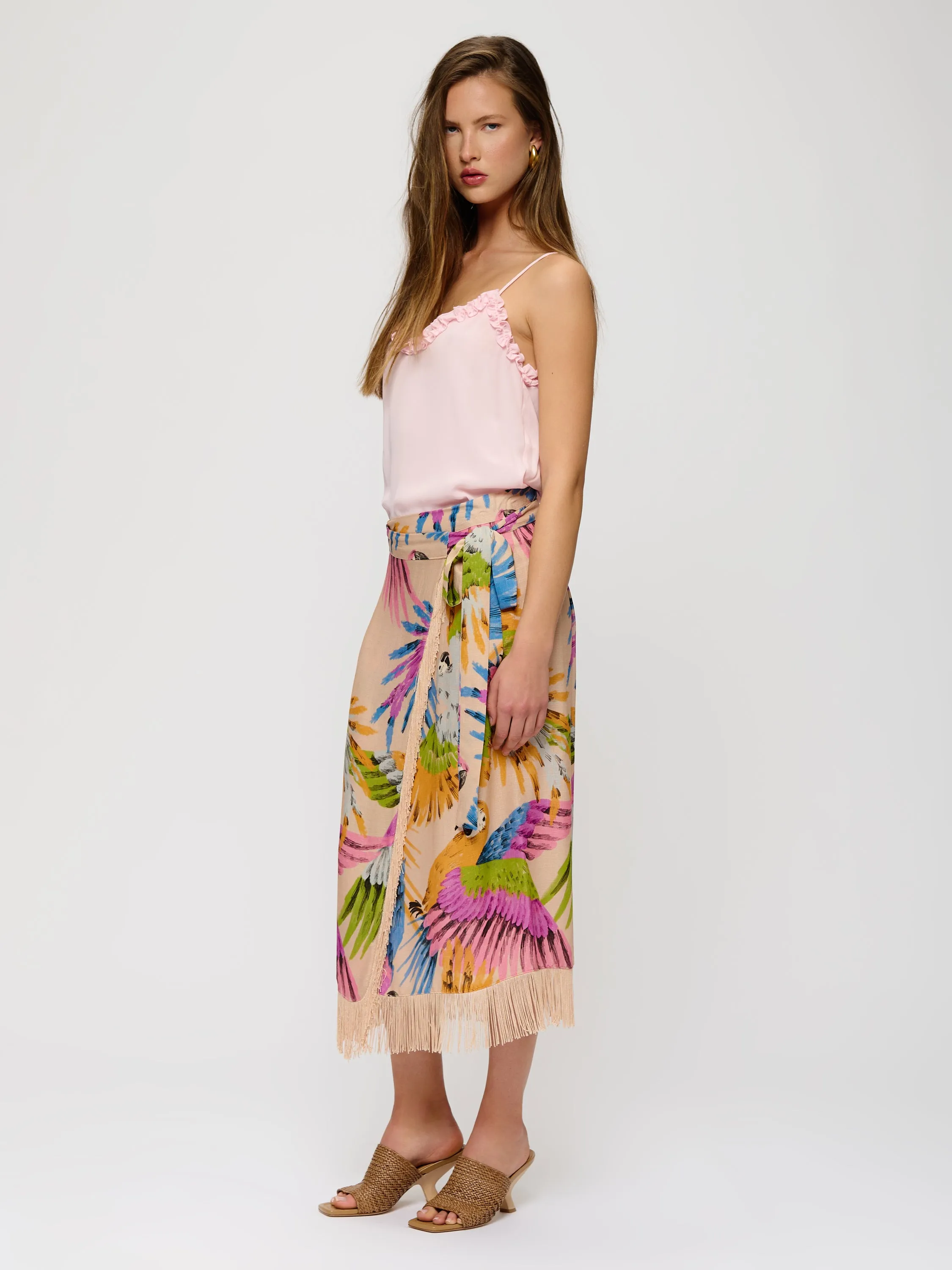 Parrot Print Tie Skirt