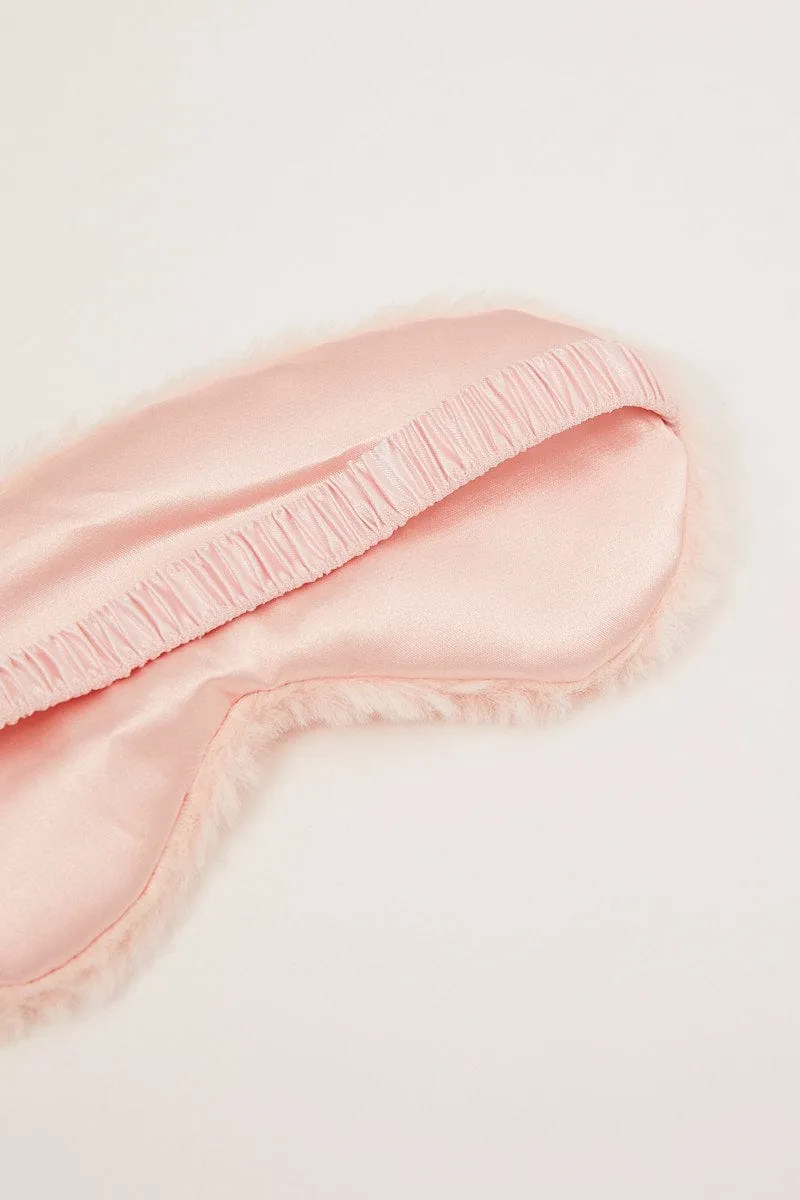 Pink Faux Fur Travel Eye Cover